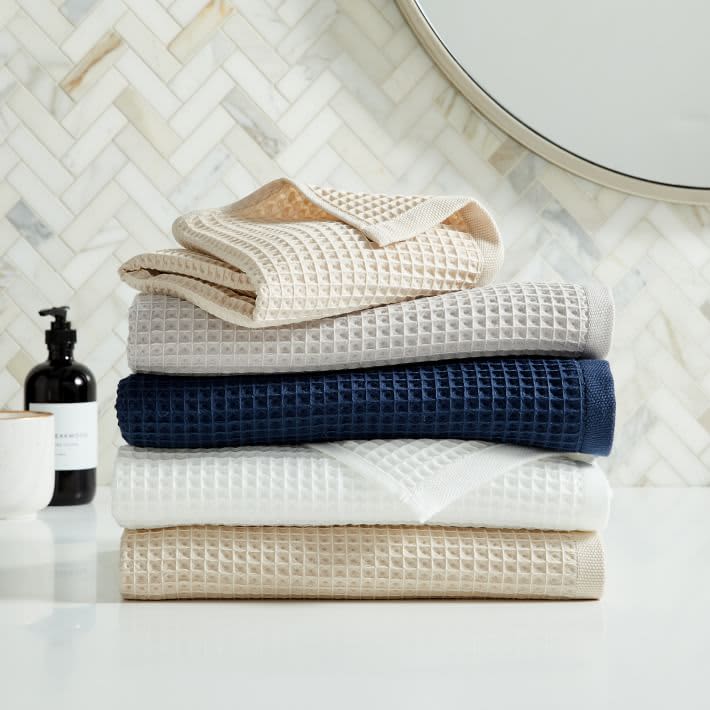 cotton waffle bath towels